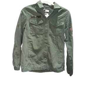 HM Girls Olive Green Girl Pwr You Got This Utility Jacket Size 10-11Y 05077116